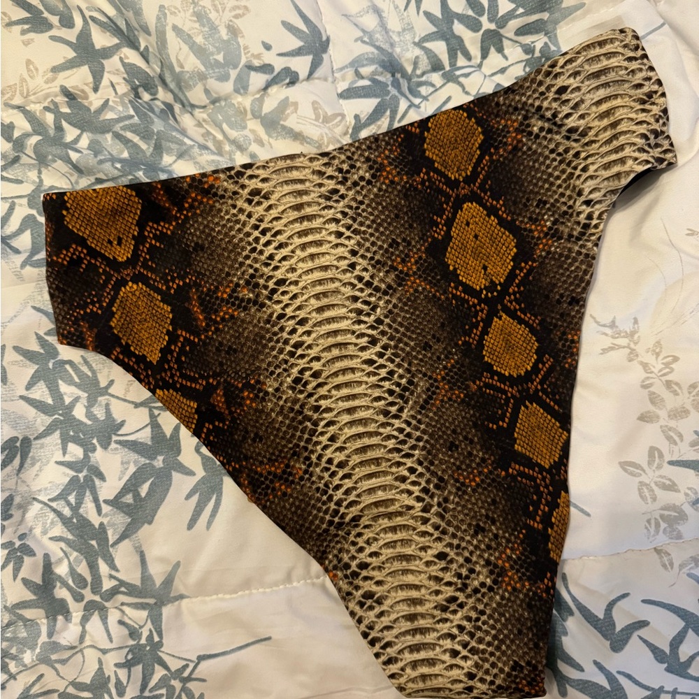 SKIMS recycled swim mid waist bottom small desert snake print